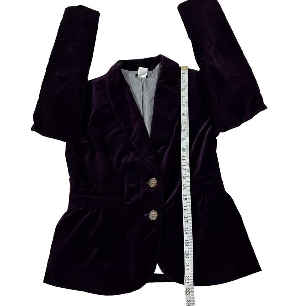 J Crew Plum 2 Button Velvet Blazer Sz 4 Jewel Tone 100% Cotton Lined Jacket EUC - Picture 12 of 15